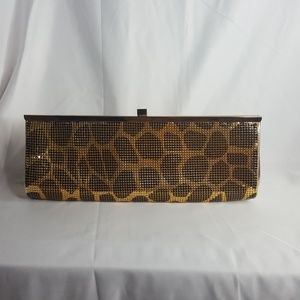 Giraffe Print Gold Clutch with Gold Chain /Strap